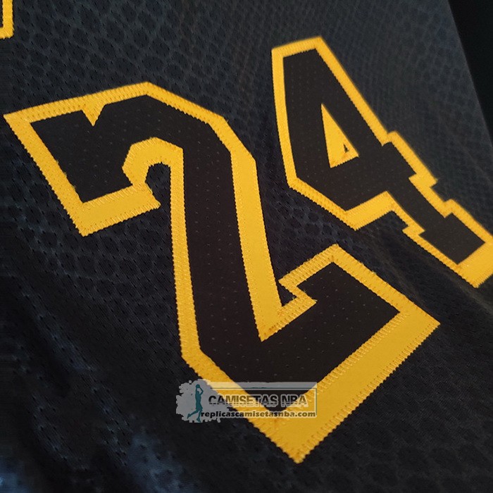 Camiseta Los Angeles Lakers Kobe Bryant NO 24 Black Mamba Autentico Negro
